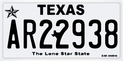 TX license plate AR22938