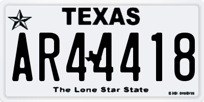 TX license plate AR44418