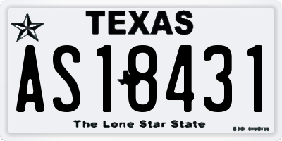 TX license plate AS18431