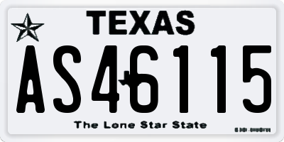 TX license plate AS46115