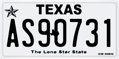 TX license plate AS90731