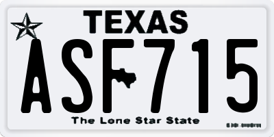TX license plate ASF715