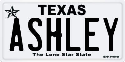 TX license plate ASHLEY