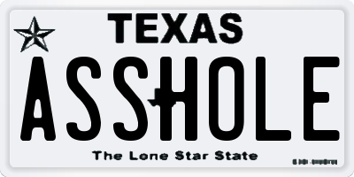 TX license plate ASSHOLE