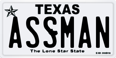 TX license plate ASSMAN