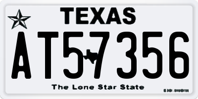 TX license plate AT57356