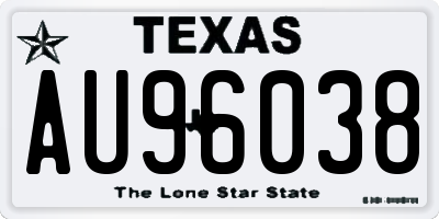 TX license plate AU96038