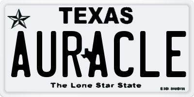 TX license plate AURACLE