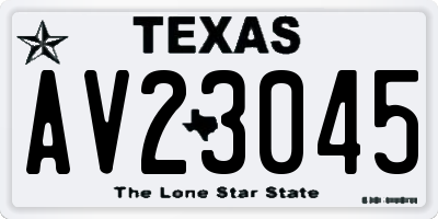 TX license plate AV23045