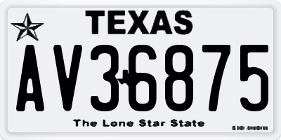 TX license plate AV36875