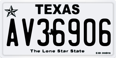 TX license plate AV36906