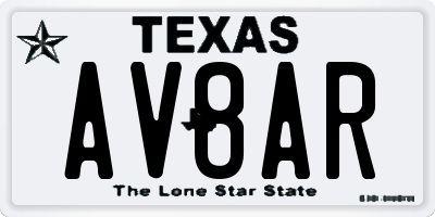 TX license plate AV8AR