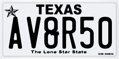 TX license plate AV8R50