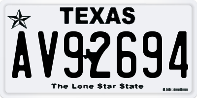 TX license plate AV92694