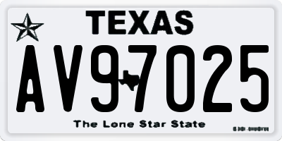 TX license plate AV97025