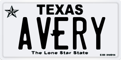 TX license plate AVERY