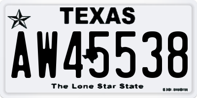 TX license plate AW45538