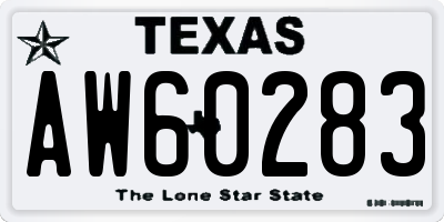 TX license plate AW60283