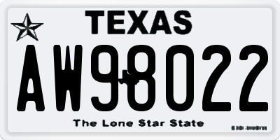 TX license plate AW98022