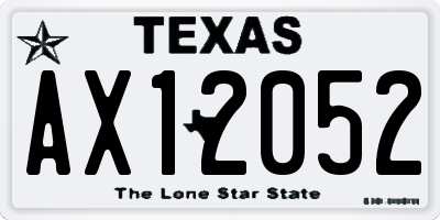 TX license plate AX12052