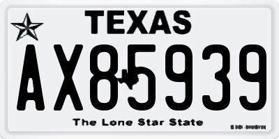 TX license plate AX85939