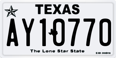 TX license plate AY10770