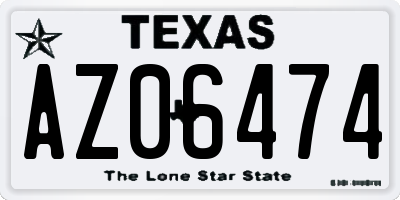 TX license plate AZ06474