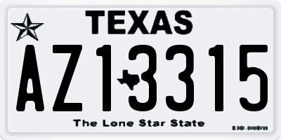 TX license plate AZ13315