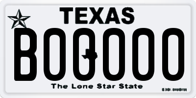 TX license plate B00000