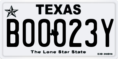 TX license plate B00023Y