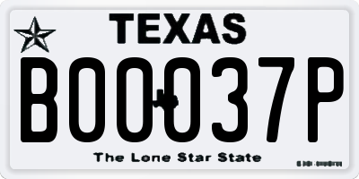 TX license plate B00037P