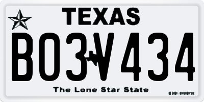 TX license plate B03V434