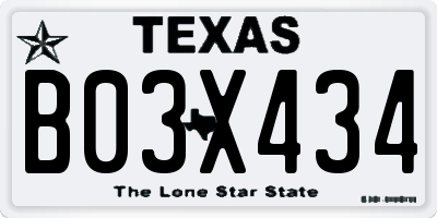 TX license plate B03X434