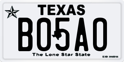 TX license plate B05AO