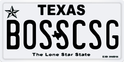 TX license plate B0SSCSG