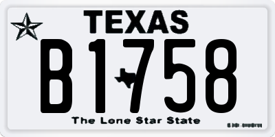 TX license plate B1758