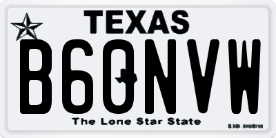 TX license plate B60NVW