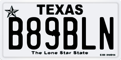 TX license plate B89BLN