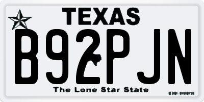 TX license plate B92PJN