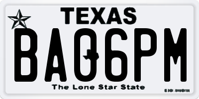 TX license plate BA06PM