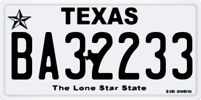 TX license plate BA32233