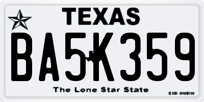 TX license plate BA5K359