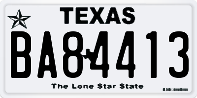 TX license plate BA84413