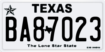 TX license plate BA87023