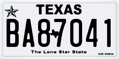 TX license plate BA87041