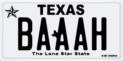 TX license plate BAAAH