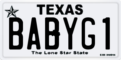 TX license plate BABYG1