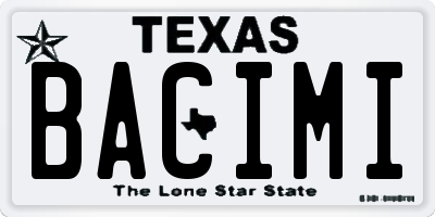 TX license plate BACIMI