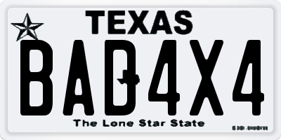 TX license plate BAD4X4