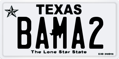 TX license plate BAMA2